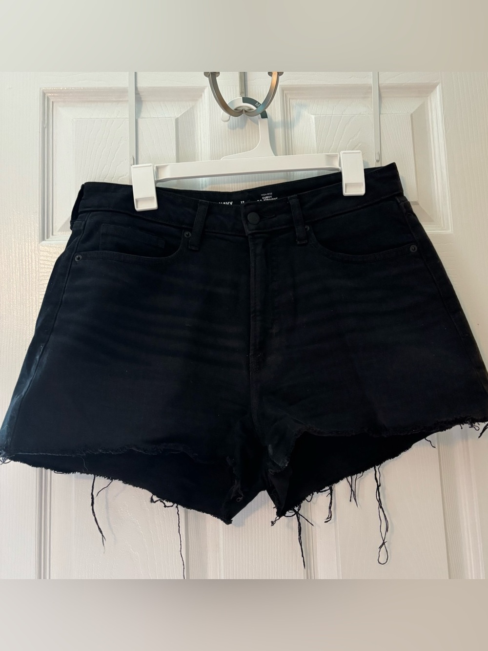 Old Navy Black High-Rise Frayed Denim Shorts